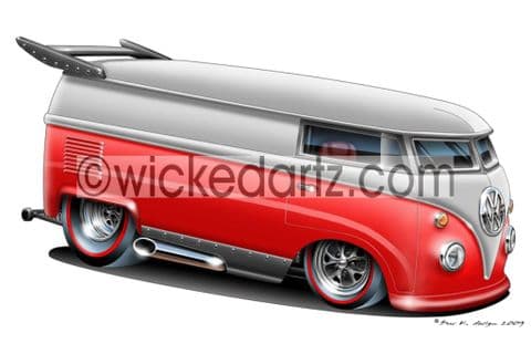 VW Drag Bus Silver/Red DK (Items from £9.50)