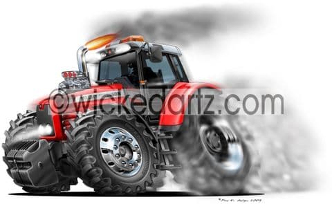 Wicked Artz Cartoon Hot Rod Tractor 'Smokey' in Red DK (Items from £9.50)