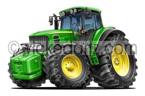 Wicked Artz Cartoon of a John Deere Tractor Green DK (Items from £9.50)