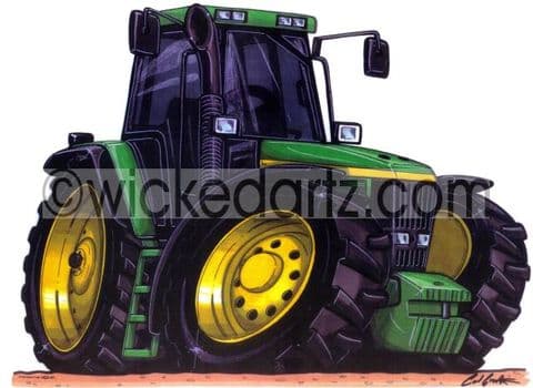 Wicked Artz Cartoon of a John Deere Tractor Green (Items from £9.50)