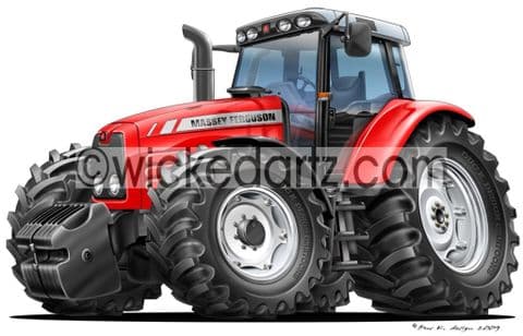 Wicked Artz Cartoon of a Massey Ferguson Tractor Red DK (Items from £9.50)