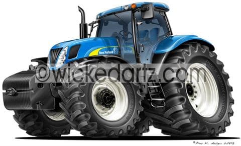 Wicked Artz Cartoon of a New Holland Tractor Blue DK (Items from £9.50)