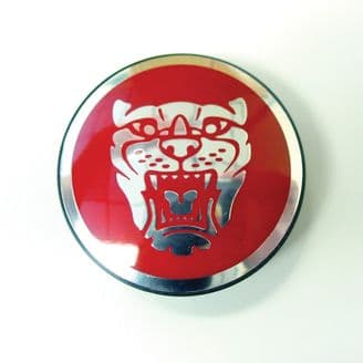 C2N3759   - Wheel Badge Motif  - Red with Silver Catface