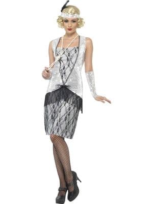 1920's Flapper Costume Silver