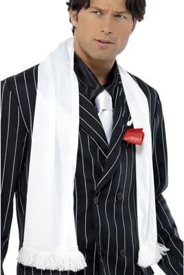 1920s White Scarf with Tassels