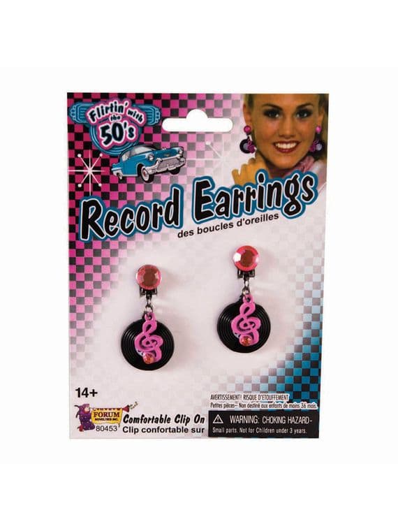 1950's Rock and Roll Record Clip on Earrings