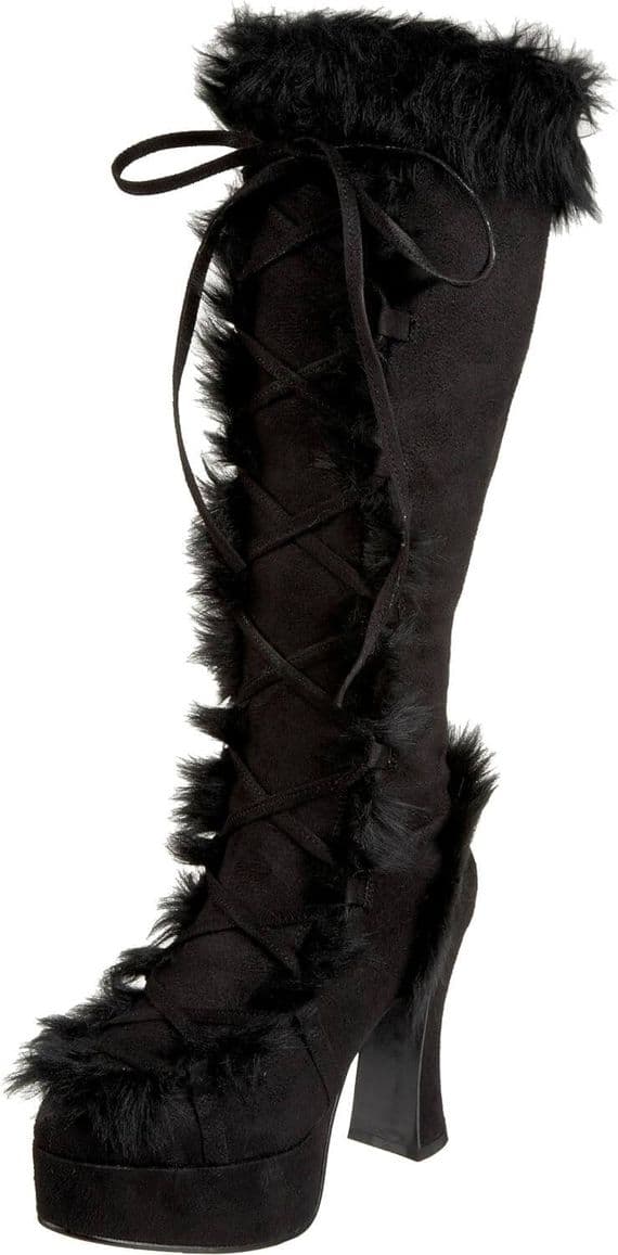 1970's Lace Up Platform Boots Black