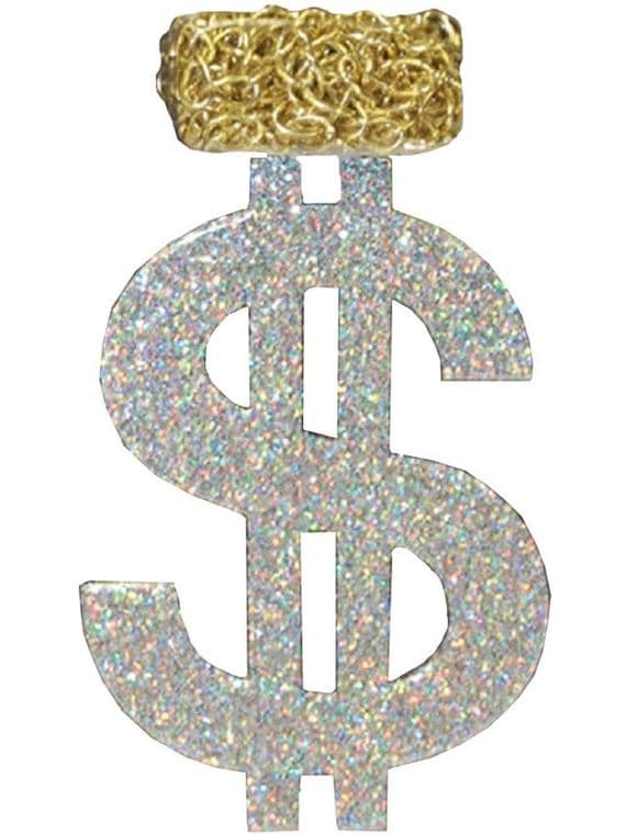 1970s Huge Dollar Sign Pimp Bling Necklace