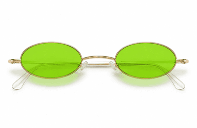 1970s Oval Green Glasses Retro Hippie Disco Fancy Dress Costume Accessory