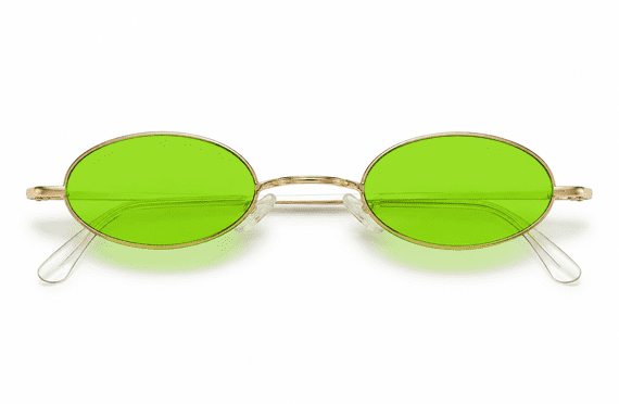 1970s Oval Green Glasses Retro Hippie Disco Fancy Dress Costume Accessory