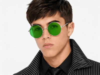 1970s Round Green Glasses Retro Hippie Disco Fancy Dress Costume Accessory