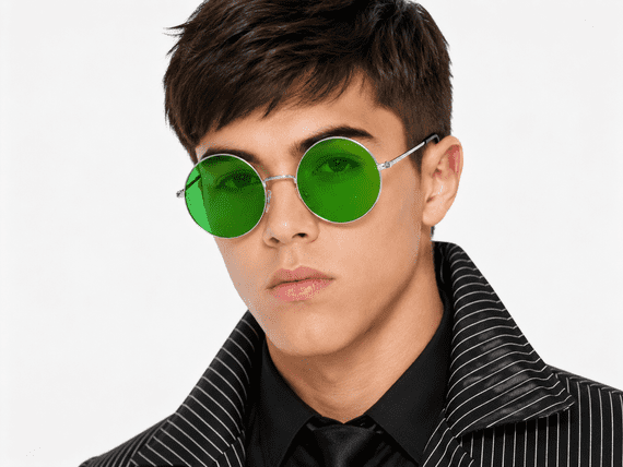 1970s Round Green Glasses Retro Hippie Disco Fancy Dress Costume Accessory