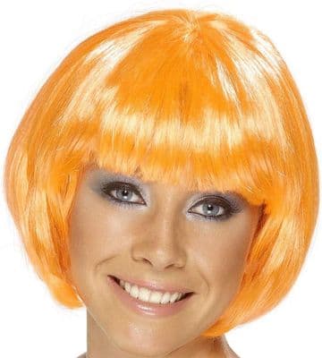 1980s Babe Wig Short Chisel Bob Fire Coral