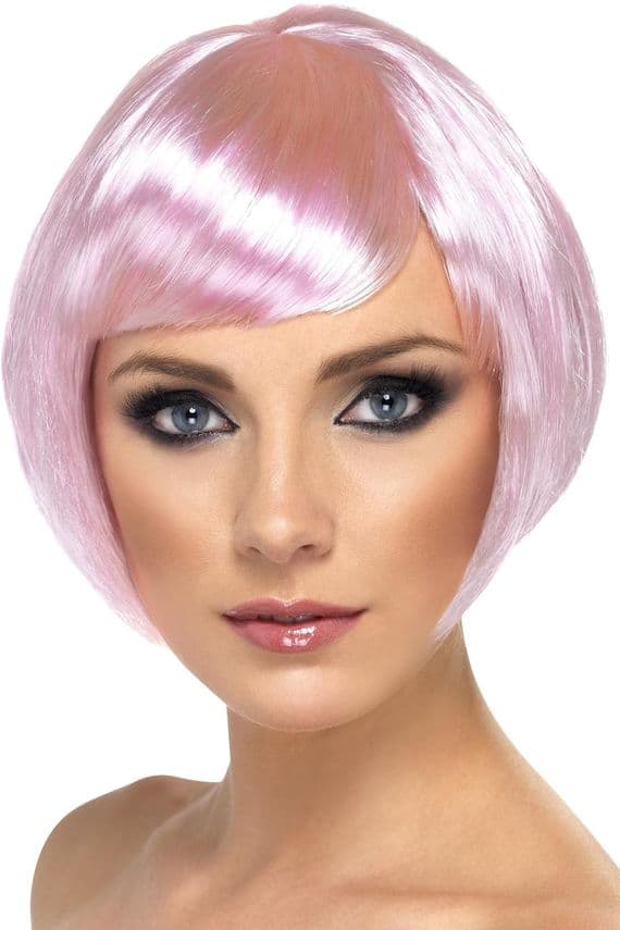 1980s Babe Wig Short Chisel Bob Pink