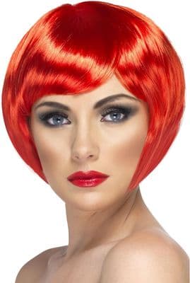 1980s Babe Wig Short Chisel Bob Red