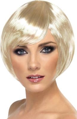 1980s Babe Wig Short Chisel Bob Wig Blonde