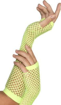 1980s Long Fishnet Gloves Neon Green