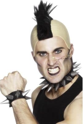 1980s Punk Rock Choker and Wristband Accessory Set