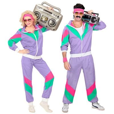 1980s Shell Suit Adult Purple Tracksuit  80s Retro Fancy Dress Costume