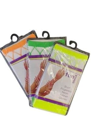 1980s Short Fence Net Neon Gloves