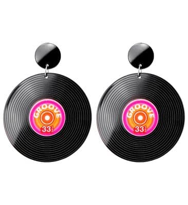 1980s Vinyl Record Drop Earrings