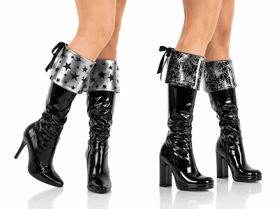 2-Sided Boot Cuffs Spiderweb & Star Halloween Fancy Dress Costume Accessory