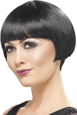 20's Flapper Bob Wig Black Vintage Charleston Fancy Dress Costume Accessory