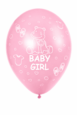 25 Baby Girl Pink Printed Latex Balloons  Baby Shower / 1st Birthday Party Decorations