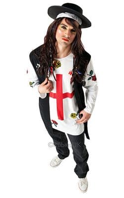 80s New Wave Pop Star Costume Adult Boy George Fancy Dress Outfit