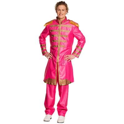 Adult 1960s Pink Pop Sergeant Costume  Retro Fancy Dress Suit
