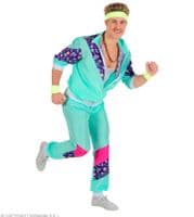 Adult 80s Blue Shell Suit Costume  Retro Tracksuit Fancy Dress