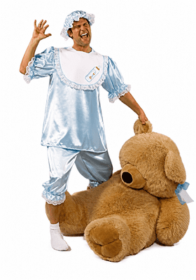 Adult Baby Costume Blue Fancy Dress Nappy Party Outfit Adults Costume