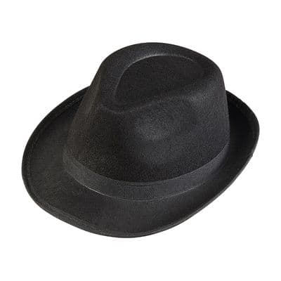 Adult Black Fedora Felt Hat  Classic Vintage Fancy Dress Accessory
