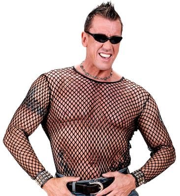 Adult Black Fishnet Long Sleeve Shirt