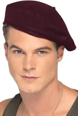 Adult Burgundy Soldiers Beret Hat