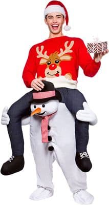 Adult Carry Me Snowman Costume Christmas Piggyback Fancy Dress Party Outfit