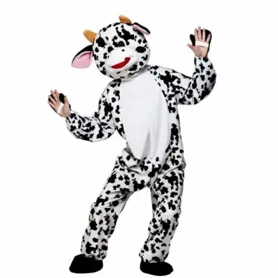 Adult Cow Mascot Costume Deluxe Animal Fancy Dress Farmyard Party Outfit One Size