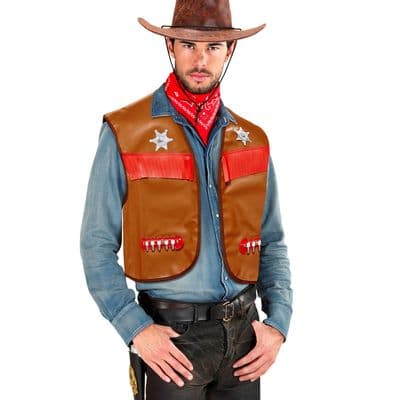 Adult Cowboy Vest Brown