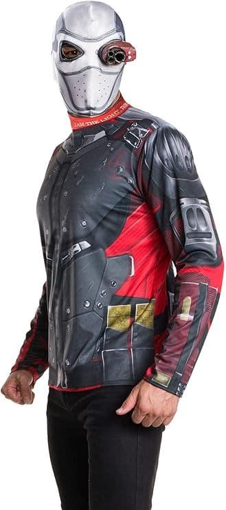 Adult Deadshot Costume Suicide Squad Top Mask DC Comics Halloween Fancy Dress