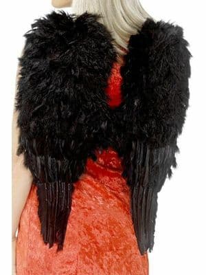 Adult Deluxe Large Black Feather Angel Wings