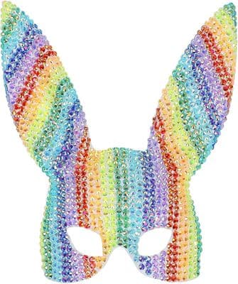 Adult Deluxe Rainbow Jewel Studded Bunny Mask