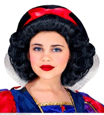 Adult Fairytale Princess Wig Black Fancy Dress Costume Wig with Headband