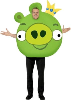 Adult Gaming Cartoon Angry Birds Pig Green Medium