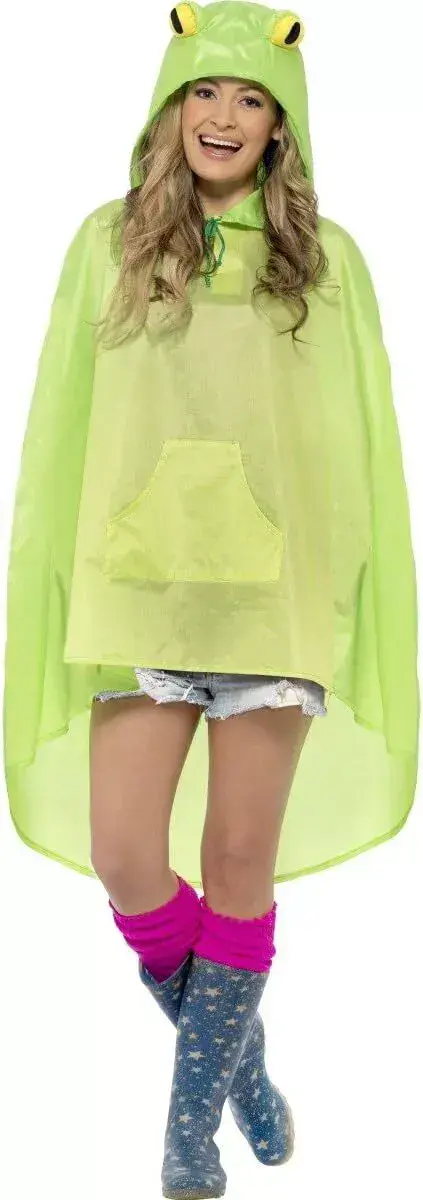 Adult Green Frog Waterproof Party Poncho
