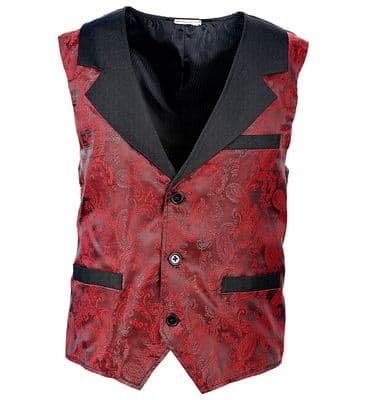 Adult Halloween Burgundy Jacquard Vintage Vest