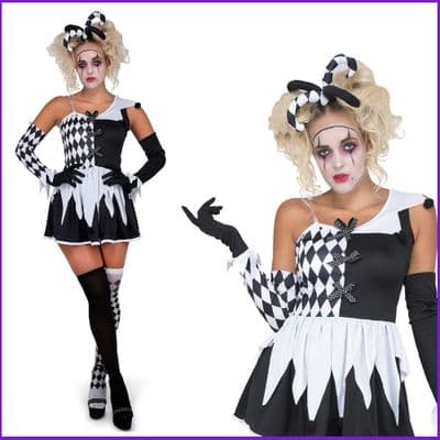 Adult Halloween Ladies Evil Harlequin Costume