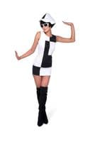 Adult Ladies 1960's Monochrome Girl Costume