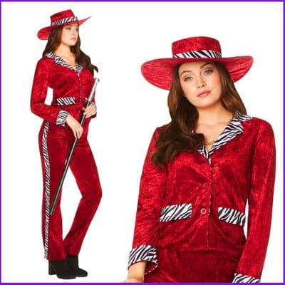 Adult Ladies 1970's Red Pimpette Costume