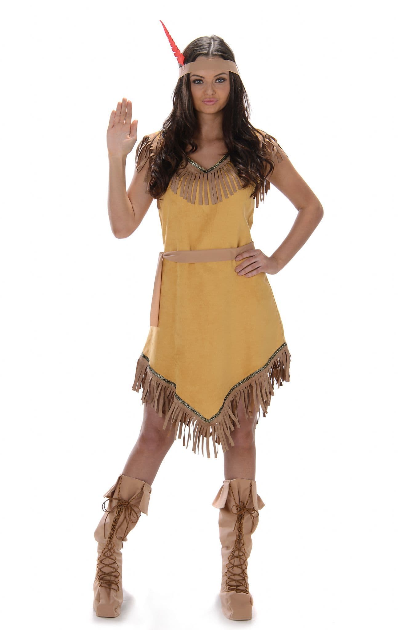 Costume Nativa Americana Ragazza Bristol Novelty CC375 Taglia S (3-5 Anni) - Vestito Con Cintura E Copricapo - Economico