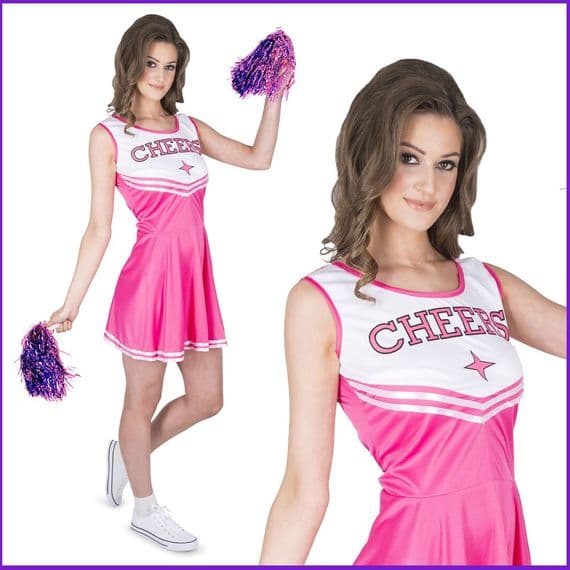 Adult Ladies Pink Cheerleader Costume